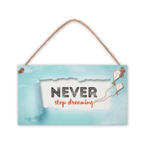 Placuta decorativa Vintage Sign, Simetro Books, cu mesaj haios /-/ Never stop dreaming