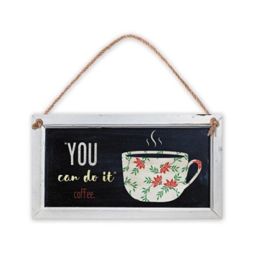 Placuta decorativa Vintage Sign, Simetro Books, cu mesaj haios /-/ “You can do it”, coffee