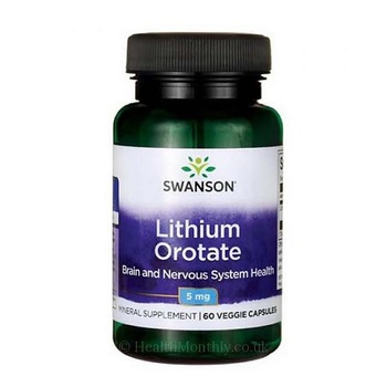 Swanson Ultra Litiu Orotat 5 Mg 60 Capsule, starea de spirit sanatoasa, sanatatea emotionala, comportamentul si memoria, sprijina activitatea neurotransmitatorilor Swanson Ultra Litiu Orotat 5 Mg 60 Capsule, starea de spirit sanatoasa, sanatatea emotionala, comportamentul si memoria, sprijina activitatea neurotransmitatorilor