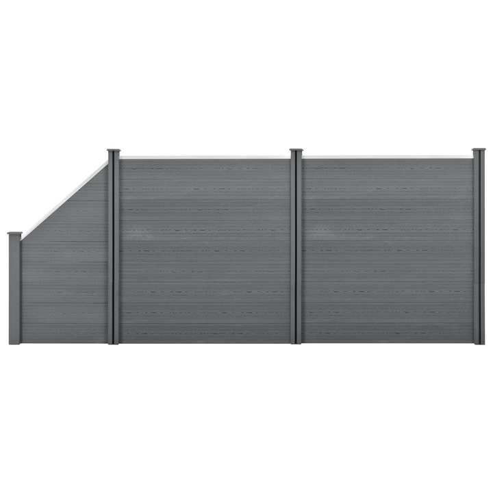 Set Olimp gard WPC 2 panouri patrate si 1 panou inclinat AAWP-9902, neu.holz, 183 x 451 cm, lamn/plastic, gri