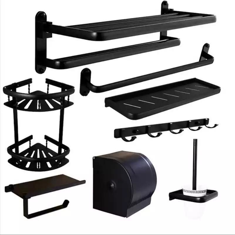 Set opt piese accesorii baie negru mat TRENDY S