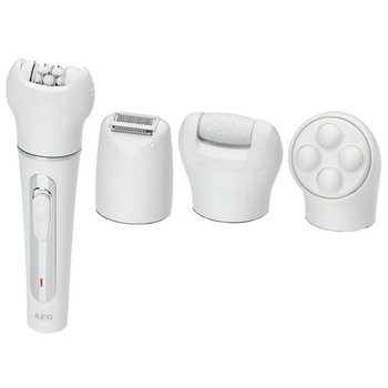 Set infrumusetare 4 in 1 dama - Epilator, Masaj, Ras, Inlaturare calus - AEG, alb, 15.5 cm inaltime Set infrumusetare 4 in 1 dama - Epilator, Masaj, Ras, Inlaturare calus - AEG, alb, 15.5 cm inaltime