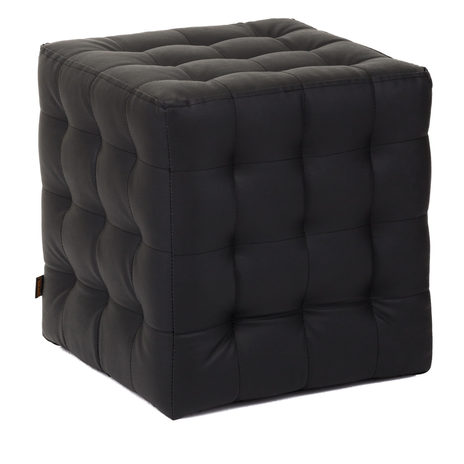 Taburet QMOBILI Bump Negru, piele ecologica, tip cub