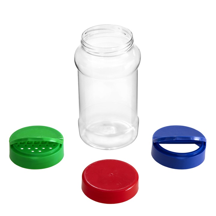Borcan plastic cu capac 0.500L - forma rotunda