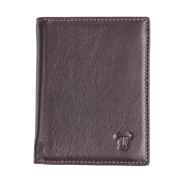 Мъжки кожен вертикален портфейл, Toro Nero, кафе Денима