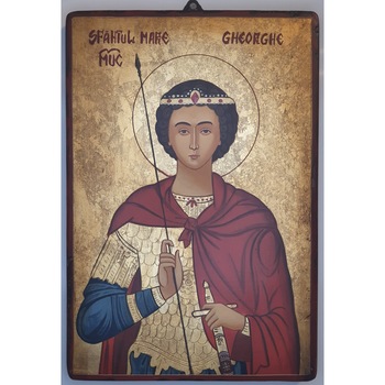 Icoana pictata pe lemn Sf. Gheorghe 1, Artizanat Opait, 44X32cm Icoana pictata pe lemn Sf. Gheorghe 1, Artizanat Opait, 44X32cm