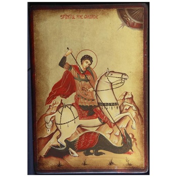 Icoana pictata pe lemn Sf. Gheorghe 4, Artizanat Opait, 44X32cm Icoana pictata pe lemn Sf. Gheorghe 4, Artizanat Opait, 44X32cm