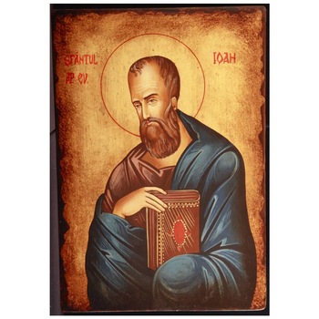 Icoana pictata pe lemn Sf. Ioan Teologul 2, Artizanat Opait, 18X14cm Icoana pictata pe lemn Sf. Ioan Teologul 2, Artizanat Opait, 18X14cm