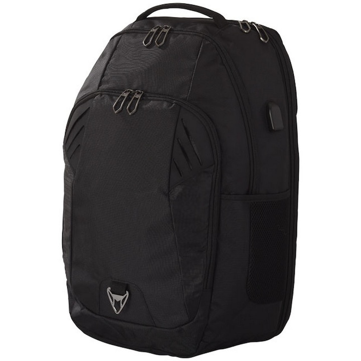 Rucsac Laptop pentru calatorii cu avionul, Everestus, 15 inch, nylon si pvc, negru, saculet si eticheta bagaj incluse