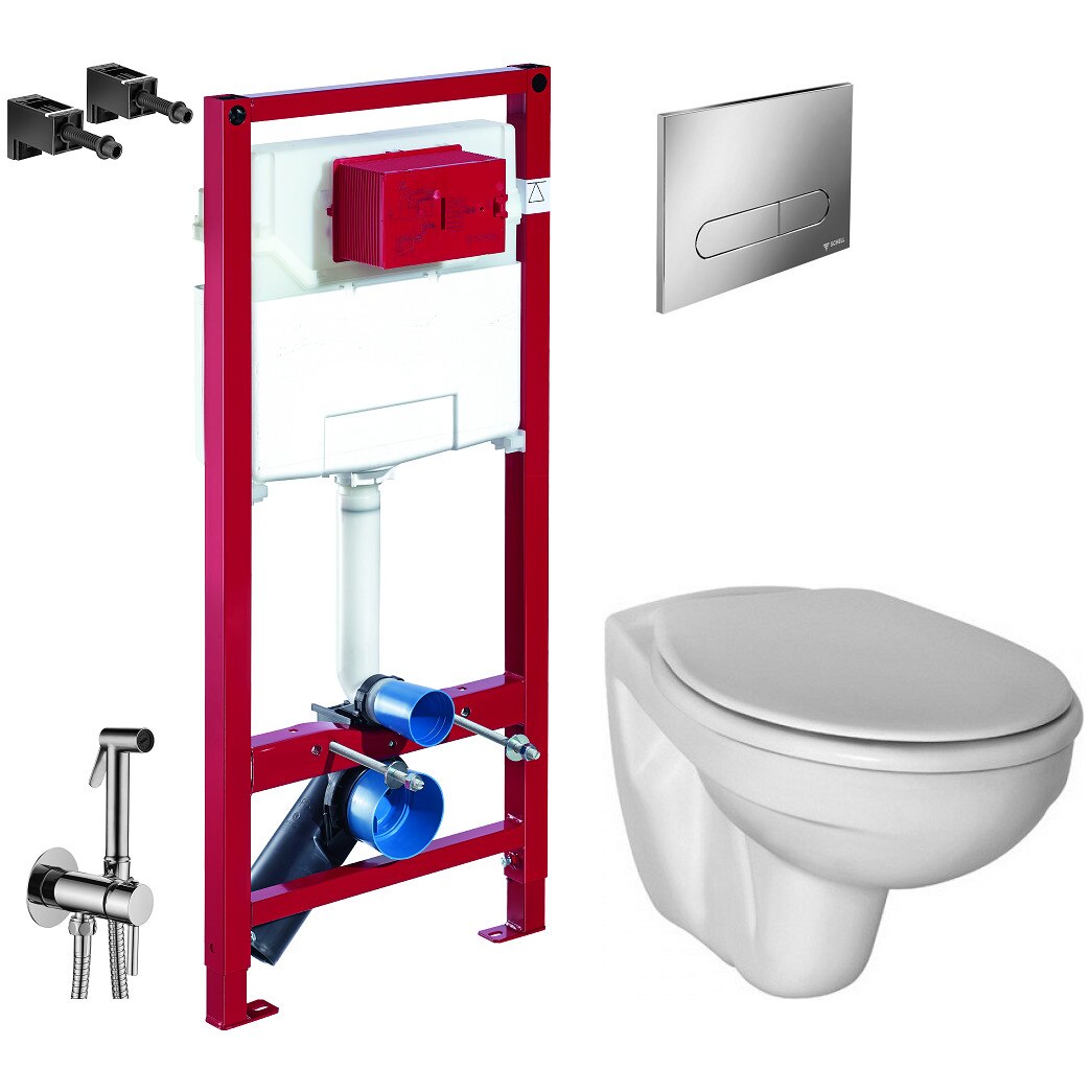 Pachet ALL IN ONE Incastrat - Cu dus Igienic - Gata de montaj - Vas wc Suspendat Ideal Standard + Capac softclose + Rezervor Schell
