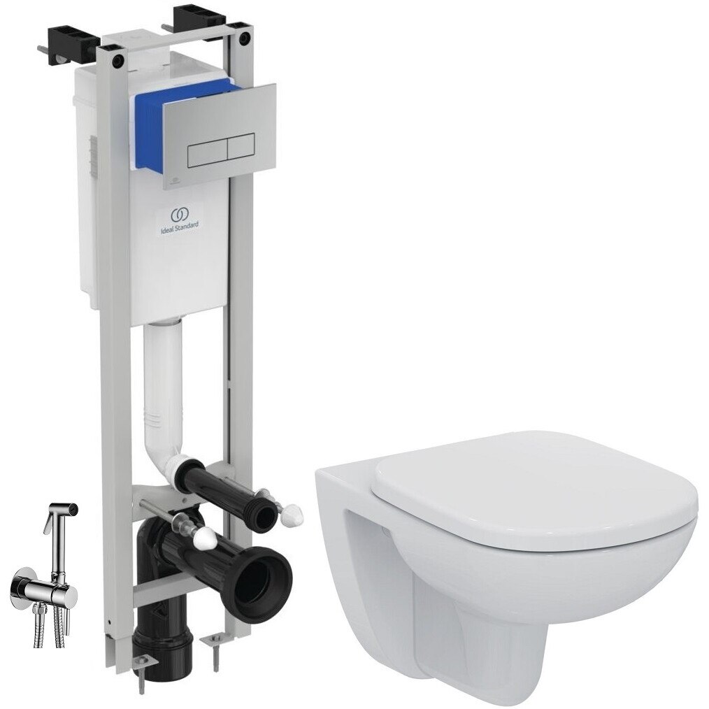 Set 3 in 1 Vas wc Suspendat Ideal Standard Tempo Rimless + Capac softclose + Rezervor Ideal Standard + Paffoni cu dus igienic