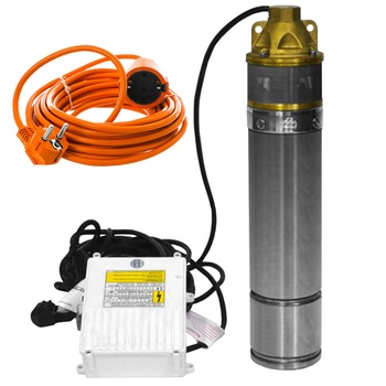 Pachet pompa submersibila ROTAKT 4SKM-100, putere 750 W, debit 2.5 m³/h, inaltime maxima refulare 55 m + Cadou prelungitor 10m AgroPro Pachet pompa submersibila ROTAKT 4SKM-100, putere 750 W, debit 2.5 m³/h, inaltime maxima refulare 55 m + Cadou prelungitor 10m AgroPro