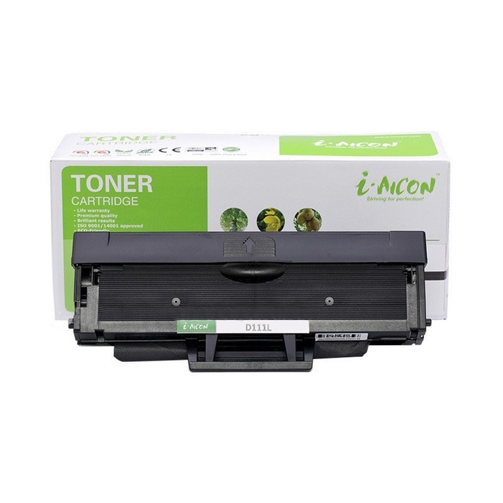 Тонер касета i-Aicon, Съвместима със Samsung MLT-D111L, 1800 страници, Черен
