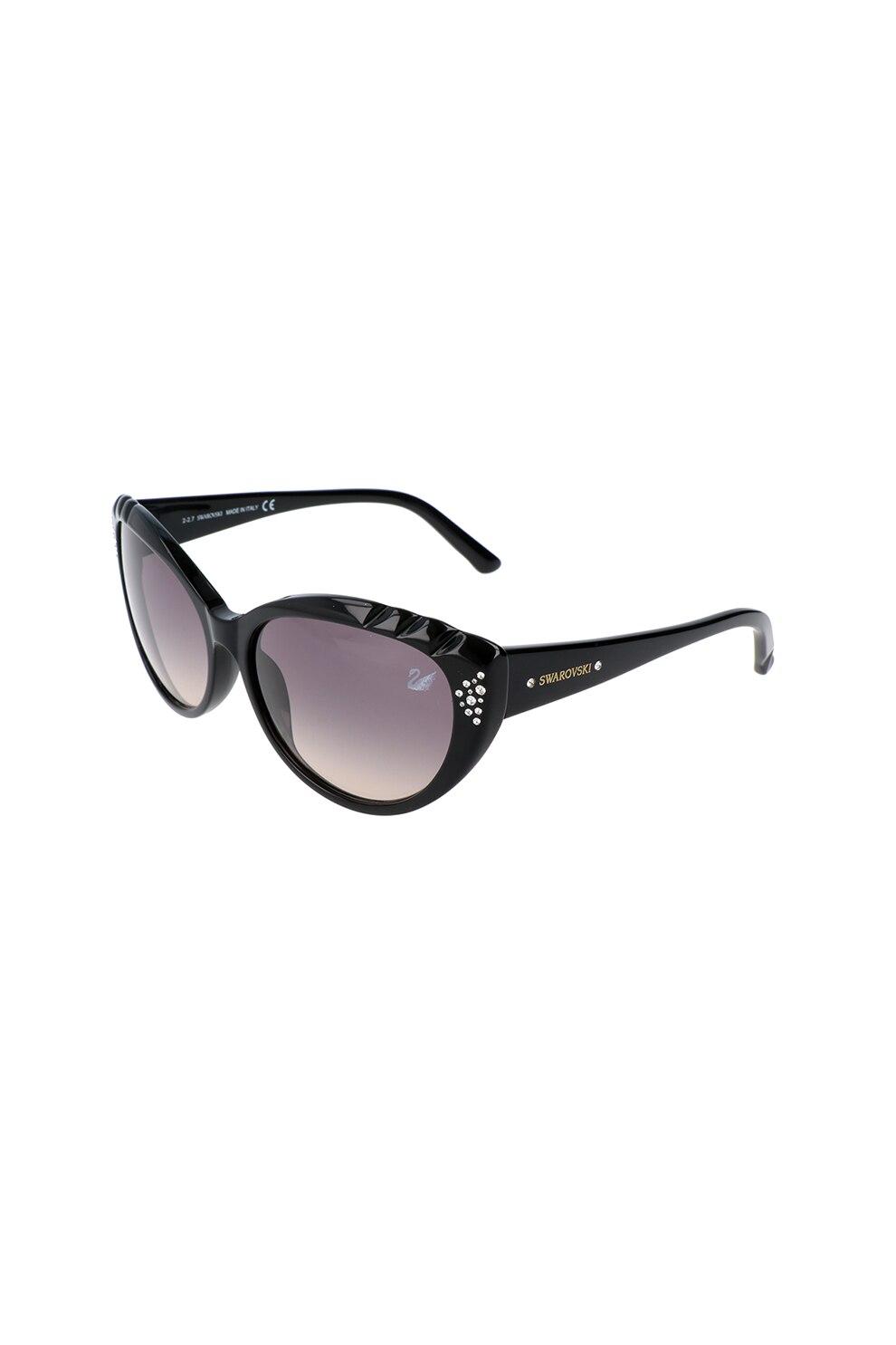 , Ochelari de soare cat-eye decorati cu cristalale , Negru, 58-15-135 Standard