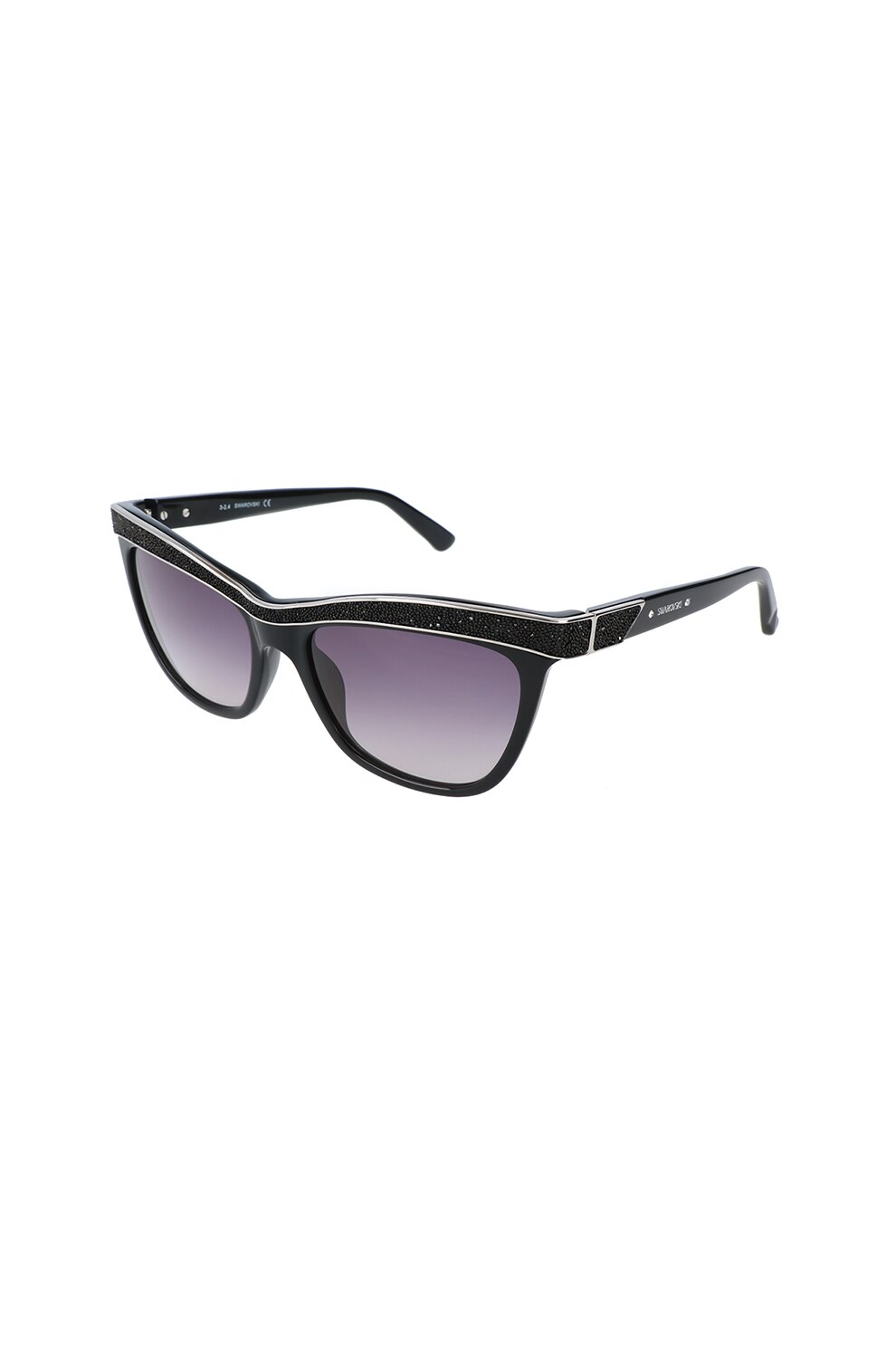 , Ochelari de soare cat-eye, Negru/Argintiu, 55-17-135 Standard