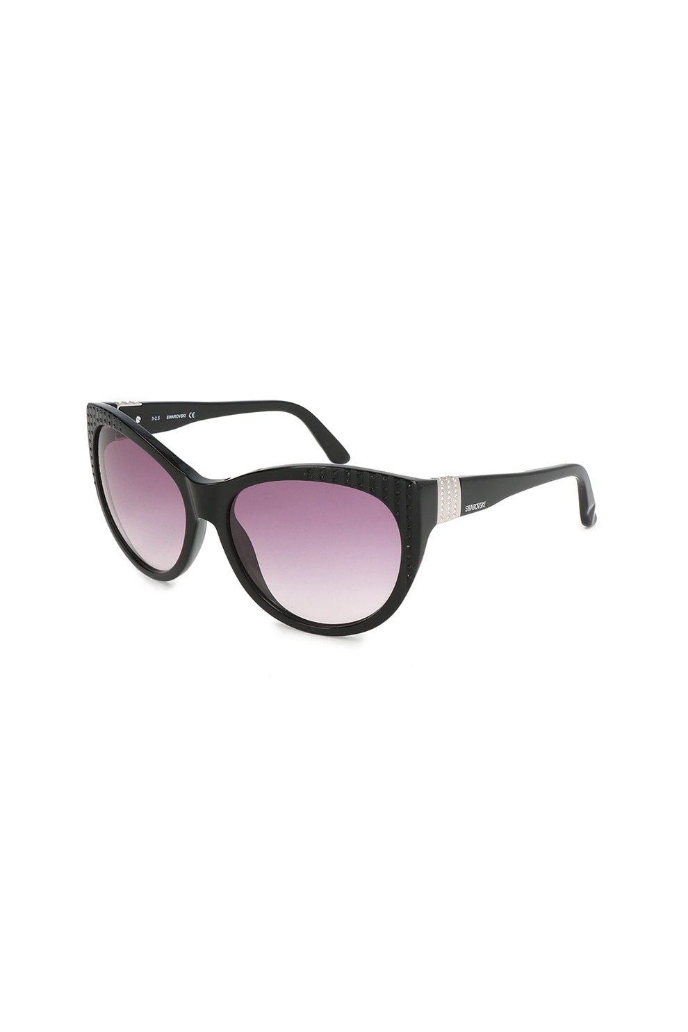 , Ochelari de soare cat-eye, decorati cu cristale , Negru, 58-16-135 Standard