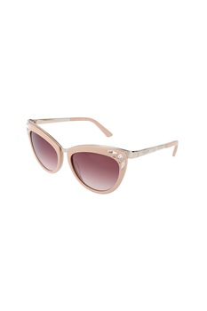 , Ochelari de soare cat-eye cu cristale , Roz pal/Argintiu, 56-17-135 Standard , Ochelari de soare cat-eye cu cristale , Roz pal/Argintiu, 56-17-135 Standard