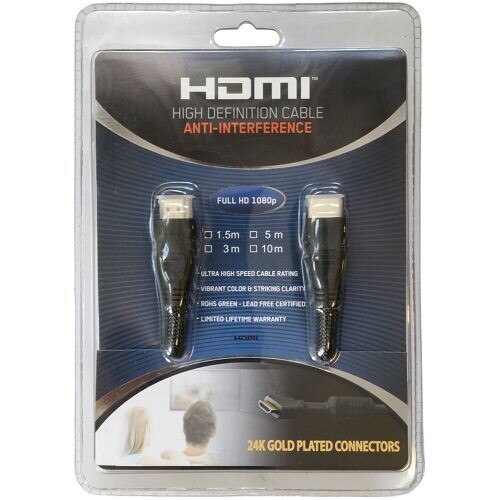 Cablu HDMI Kabelwelt Lungime 1.5m, HDMI 1.4, Braided, Blister, Conectori auriti, Negru