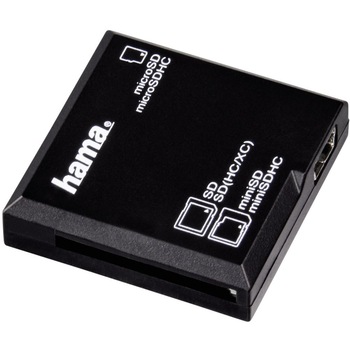 Cititor card Hama USB 2.0, SD/microSD, Negru Cititor card Hama USB 2.0, SD/microSD, Negru