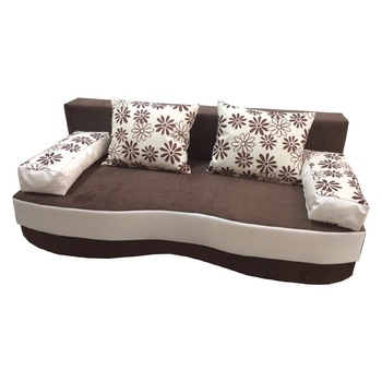 Canapea fixa Roxy, MobAmbient, Maro, material textil si imitatie de piele, 2 perne si 2 cotiere incluse, 200 x 100 cm Canapea fixa Roxy, MobAmbient, Maro, material textil si imitatie de piele, 2 perne si 2 cotiere incluse, 200 x 100 cm