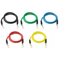 Set corzi elastice pentru rezistenta fitness cu manere, 5 bucati