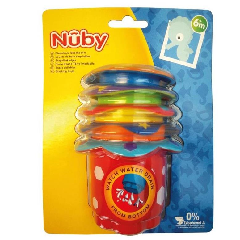 Set 5 cupe colorate stivuite 6+, jucarii de baie, NUBY