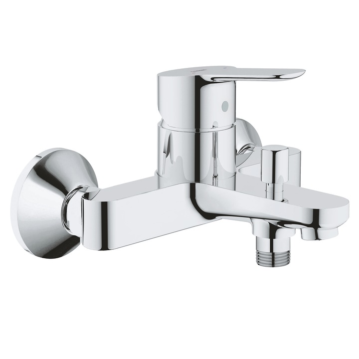 Смесител за вана Grohe BauEdge 23334000, 1/2'', Едноръкохватков, Керамичен картуш, Дивертер, Защита от обратен поток, Хром