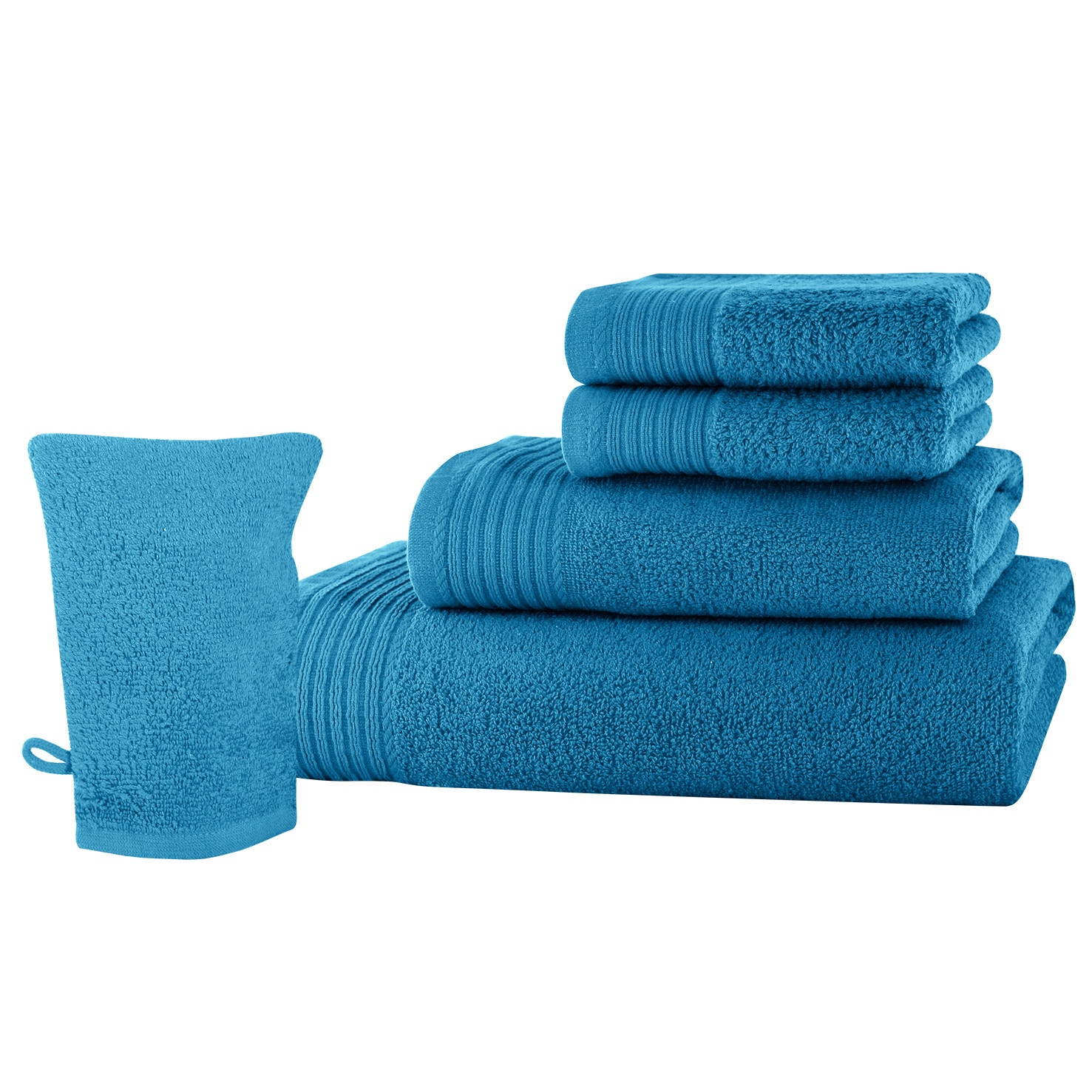 Set baie 5 produse Classic Collection, Aqua, 100% bumbac Terry Selection