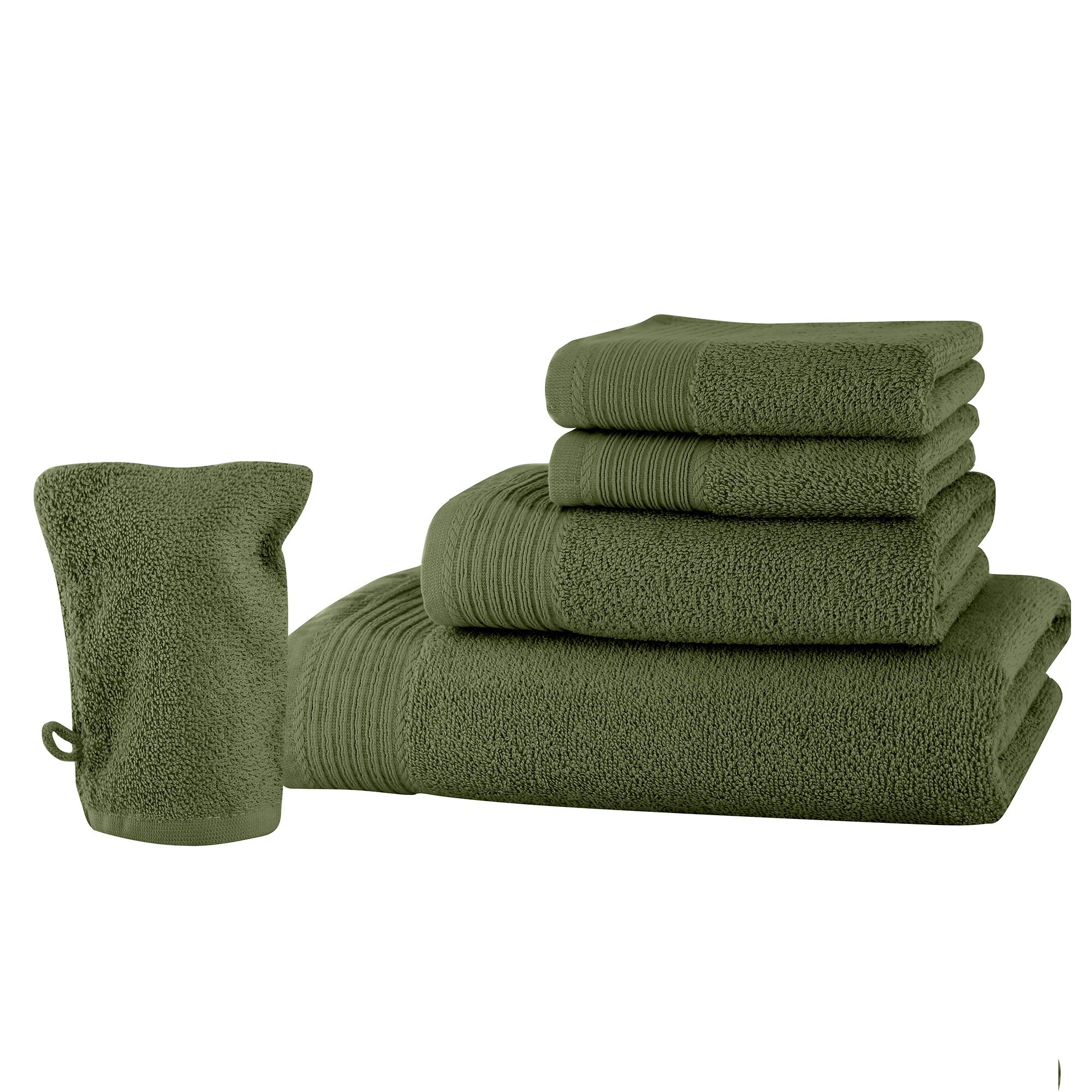 Set baie 5 produse Classic Collection, Olive, 100% bumbac Terry Selection