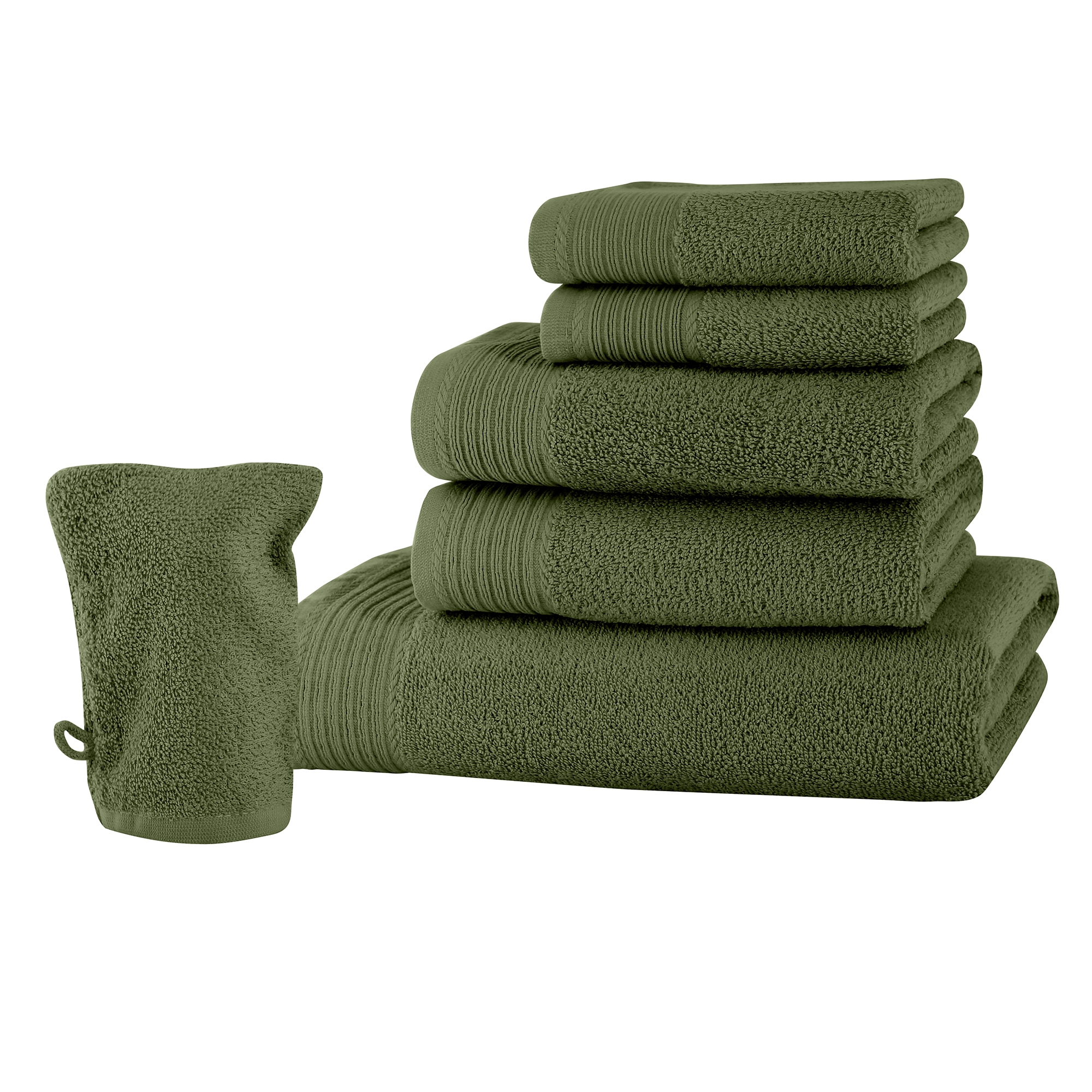 Set baie 6 produse Classic Collection, Olive, 100% bumbac Terry Selection