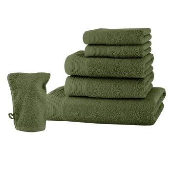 Set baie 6 produse Classic Collection, Olive, 100% bumbac Terry Selection Set baie 6 produse Classic Collection, Olive, 100% bumbac Terry Selection