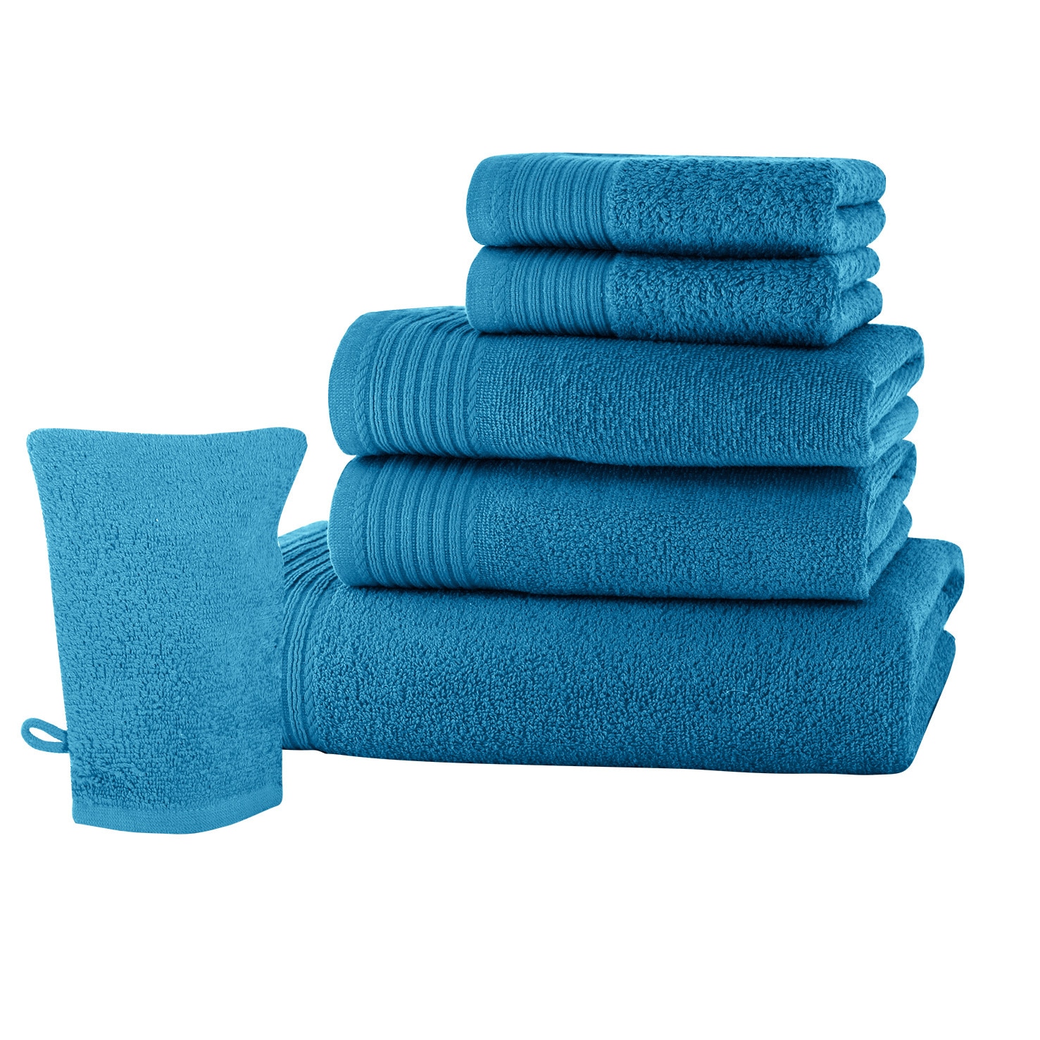 Set baie 6 produse Classic Collection, Aqua, 100% bumbac Terry Selection