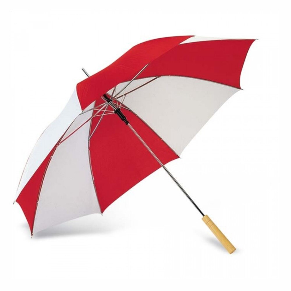 Umbrela pliabila metalica, automata, alb/rosu