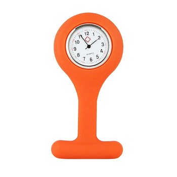 Ceas pentru asistente medicale/doctori, mini brosa pentru tunica din silicon, portocaliu, BBL787 Ceas pentru asistente medicale/doctori, mini brosa pentru tunica din silicon, portocaliu, BBL787