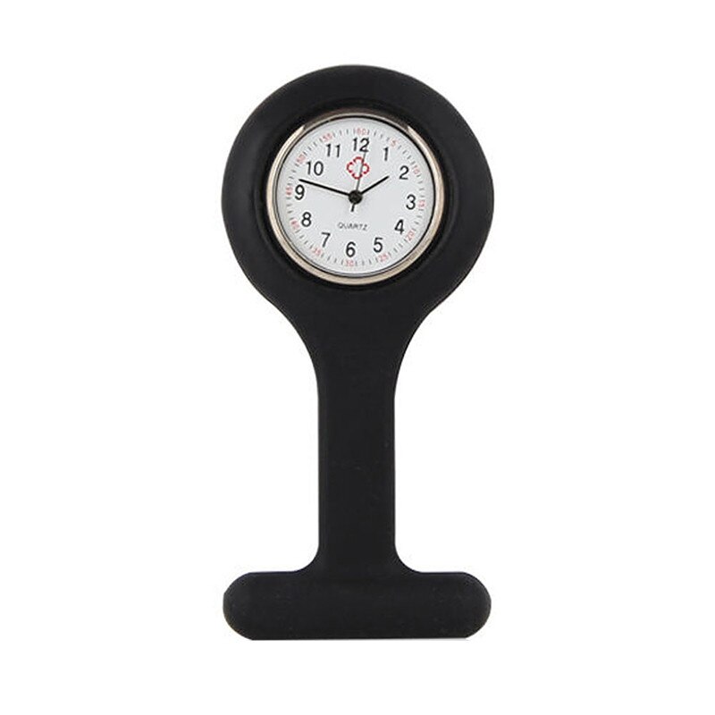 Ceas pentru asistente medicale/doctori, mini brosa pentru tunica din silicon, negru, BBL788