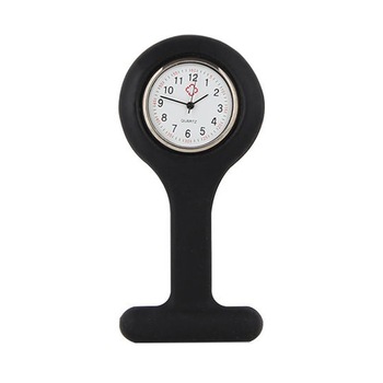 Ceas pentru asistente medicale/doctori, mini brosa pentru tunica din silicon, negru, BBL788 Ceas pentru asistente medicale/doctori, mini brosa pentru tunica din silicon, negru, BBL788