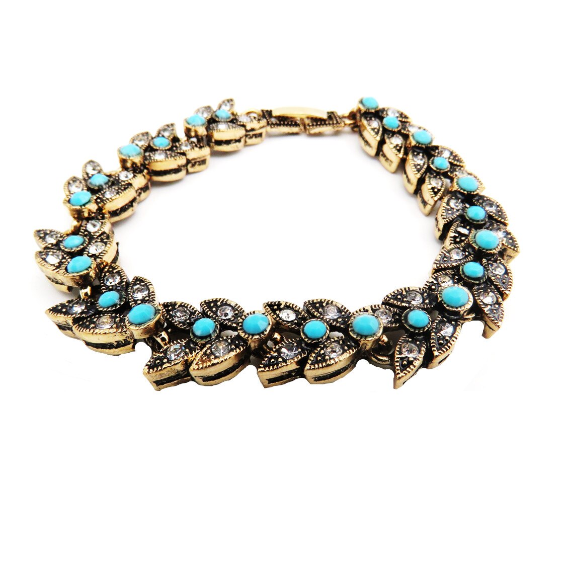 Bratara aurie,pietricele bleu,16 cm