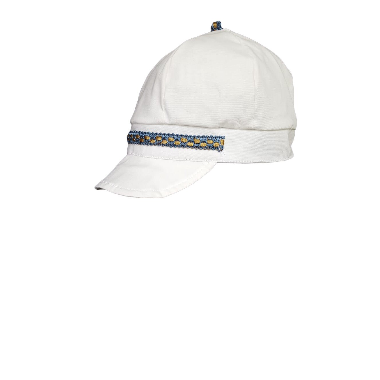 Sapca Mic Pitic S35NN cu banda decor, ecru cu banda albastra, 44 cm