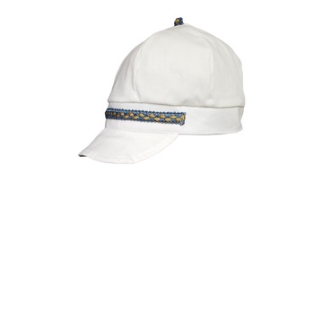 Sapca Mic Pitic S35NN cu banda decor, ecru cu banda albastra, 44 cm Sapca Mic Pitic S35NN cu banda decor, ecru cu banda albastra, 44 cm