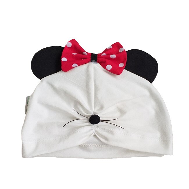 Fes tip turban Mic Pitic T42 Soricel cu urechi si fundita, Ecru