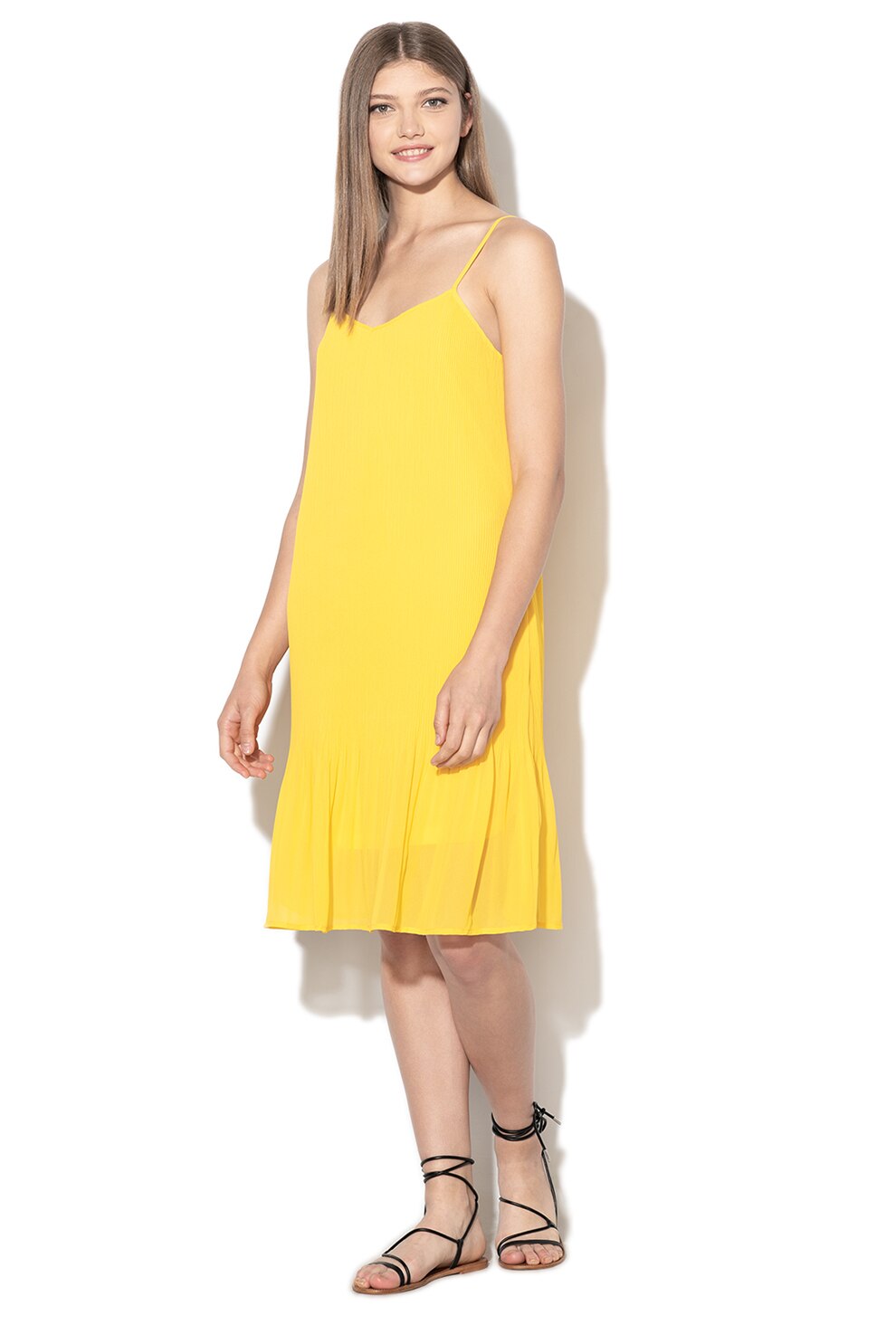 JdY, Rochie midi cu pliuri Ibi, Galben, XL