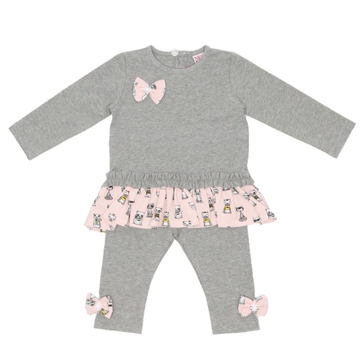 Set bluza si colanti, Nicos Kids Fashion, Gri melange