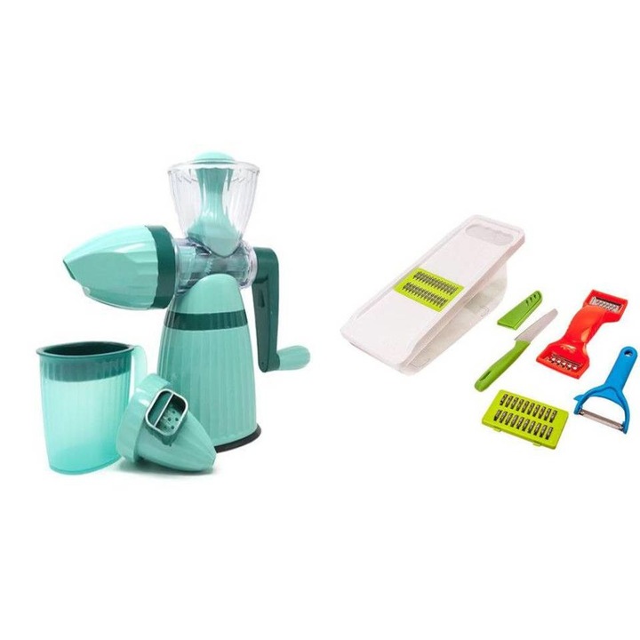 Set compact de curatare si maruntire legume si fructe , AES + Storcator manual de fructe si legume - Meileyi