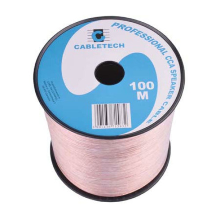 Cabletech CCA Átlátszó hangszórókábel, 2 x 0,35 mm, 100 m