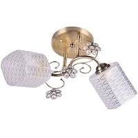 Lustra Adria metal bronz ,abajur sticla alba cu model,dulie E27, 2x60W