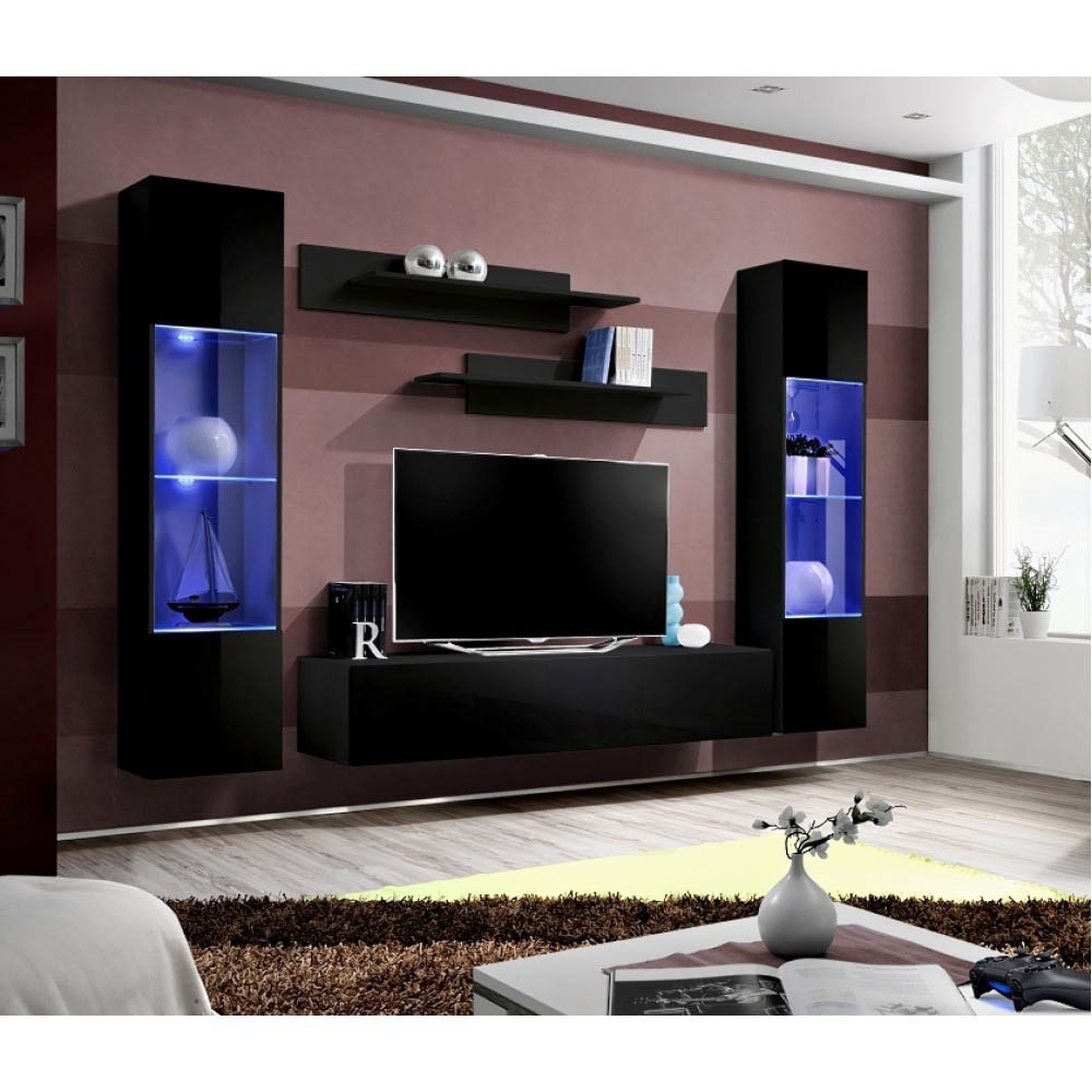 Living Genarom Fly B 23 ZZ FY A3, Negru/Negru Lucios, 260 x 190 x 40 cm