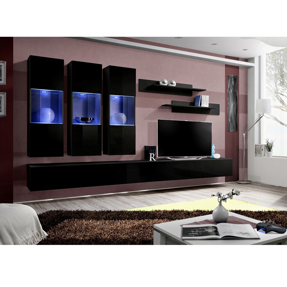 Living Genarom Fly E 23 ZZ FY E2, Negru/Negru Lucios, 320 x 190 x 40 cm