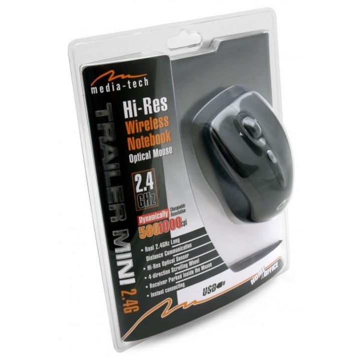 Мини безжична мишка Media-tech MT1058K TRAILER 2.4G, черна