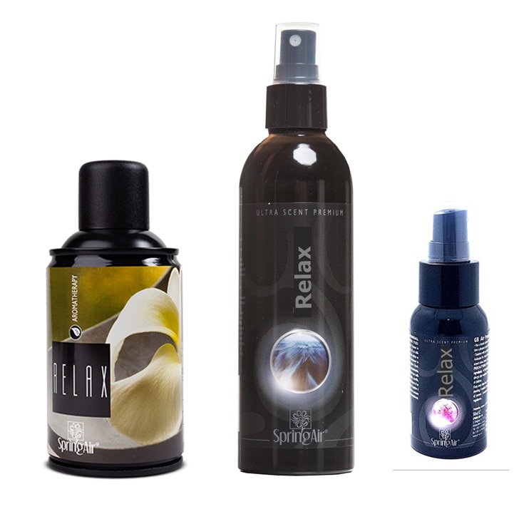Pachet Spring Air RELAX- 1x Odorizant ambiental premium 50ml, 1x Odorizant ambiental premium 200ml , 1x Doza odorizanta 250ml