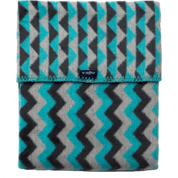 Бебешко одеяло Zigzag Cotton 75x100, Womar Zaffiro, Turquoise/Dark Grey/Light Grey